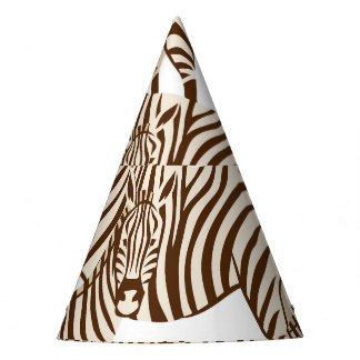 Zebras, wild savanna, seamless pattern party hat