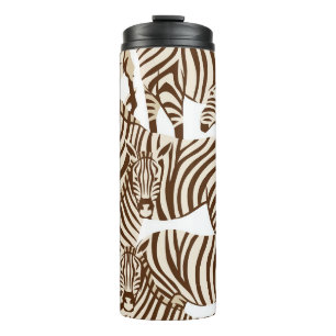 Zebras, wild savanna, seamless pattern thermal tumbler
