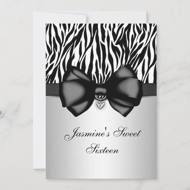 Zèbre bitumé chic Imprimer 5 Invitations x 7 [Arge (Devant)