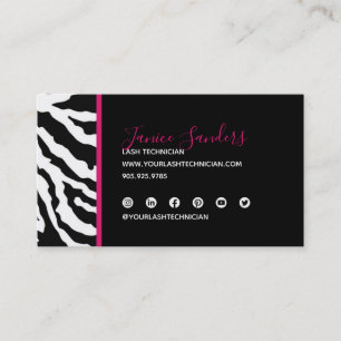 Zèbre noir et rose Imprimer Carte de visite CODE Q