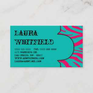 Zèbre Turquoise rose chaud Imprimer Carte de visit