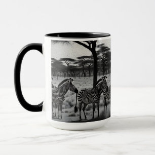 Zèbres En Afrique Peinture À L'Huile, Mug De Café