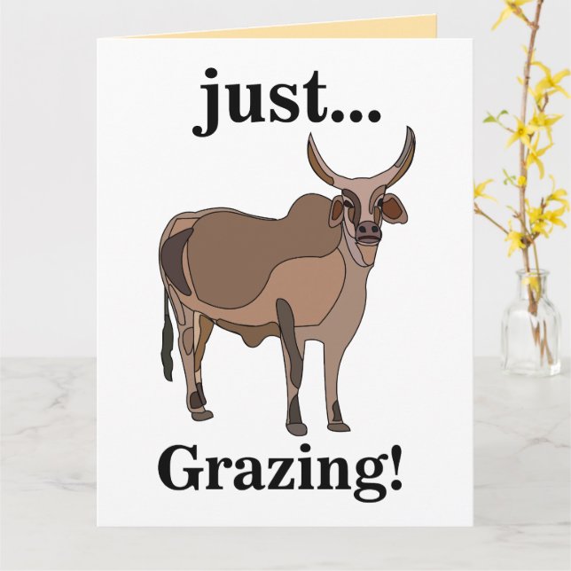 Zebu Cattle Cow Animal Card (Yellow Flower)