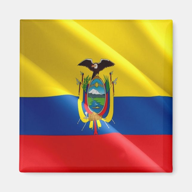 zEC002 ECUADOR,  Equadorian Waving Flag, Fridge Magnet (Front)