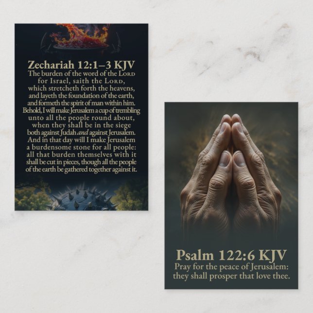 Zechariah 12:1-10 and Psalm 122:6 KJV Card (Front/Back)
