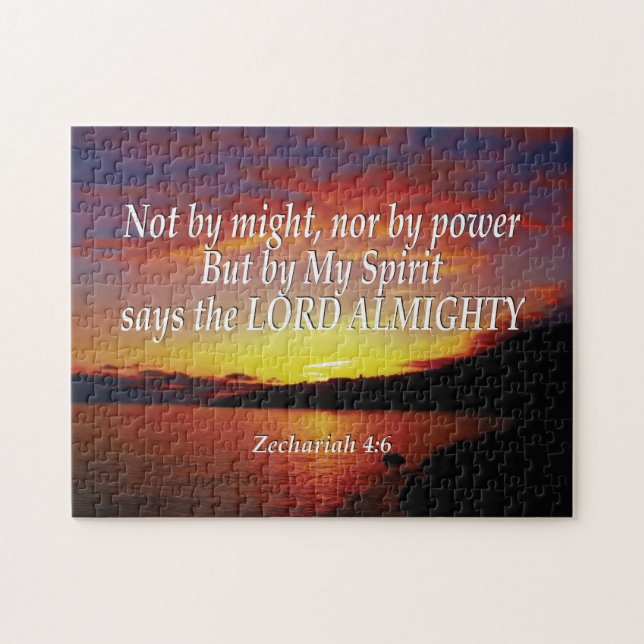 Zechariah 4:6 NOT BY MIGHT NOR BY POWER Christian Jigsaw Puzzle (Horizontal)