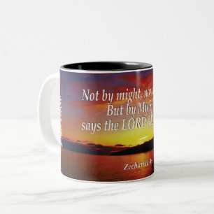 Zechariah 4:6 NOT BY MIGHT Personalized Scripture Two-Tone Coffee Mug