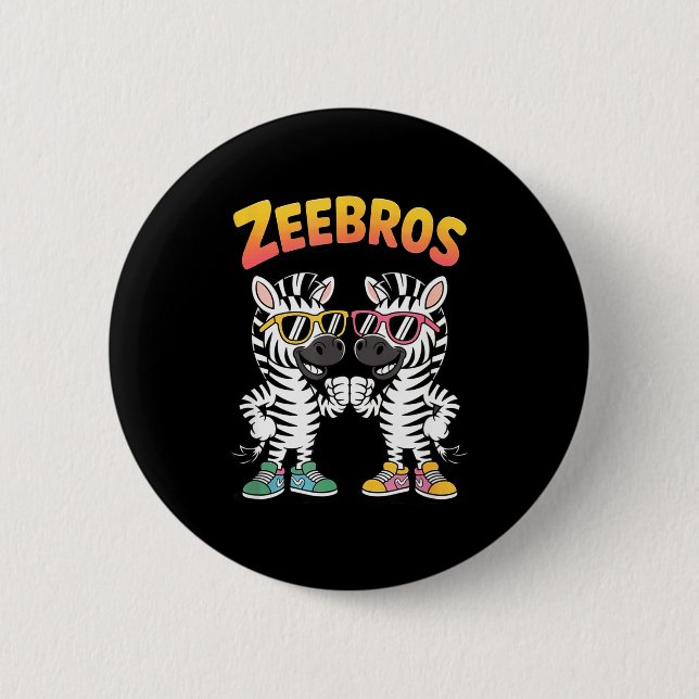 Zeebros Cute Zebra Duo Design For Zebros Lovers  2 Inch Round Button (Front)