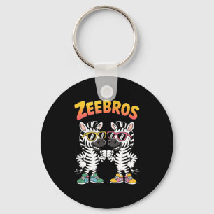 Zeebros Cute Zebra Duo Design For Zebros Lovers  Keychain
