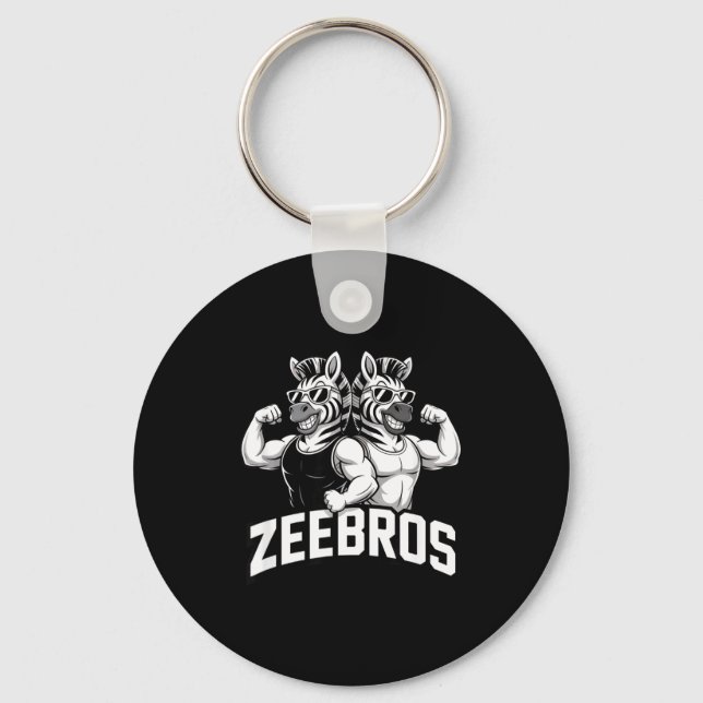 Zeebros Cute Zebra Duo Design For Zebros Lovers  Keychain (Front)