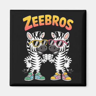 Zeebros Cute Zebra Duo Design For Zebros Lovers  Magnet
