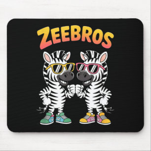 Zeebros Cute Zebra Duo Design For Zebros Lovers  Mouse Pad
