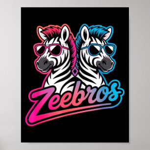 Zeebros Cute Zebra Duo Design For Zebros Lovers  Poster