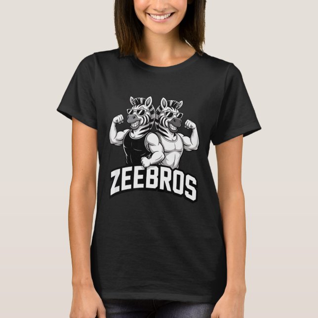 Zeebros Cute Zebra Duo Design For Zebros Lovers  T-Shirt (Front)