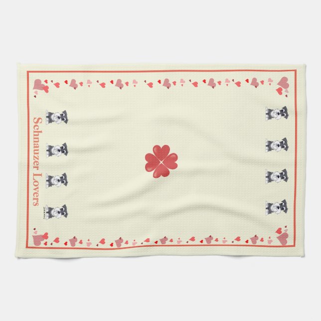 ZeeEw Schnauzer Heart Kitchen Towel (Horizontal)