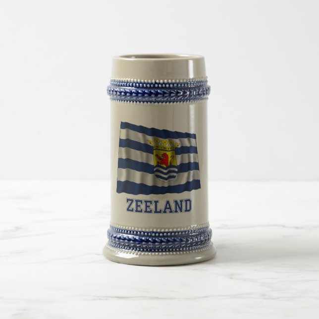 Zeeland Waving Flag with Name Beer Stein (Center)
