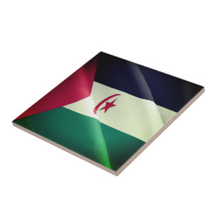 zEH002 WESTERN SAHARA, Waving Flag, Africa, Tile