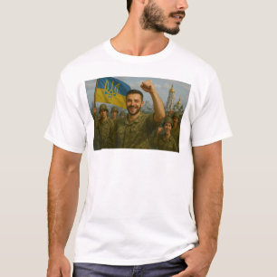 Zelensky in Kyiv With Ukrainian Defenders T-Shirt