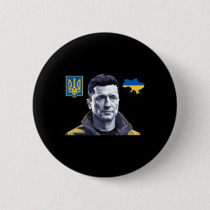 Zelensky Ukraine Vintage Ukrainian Flag Support Uk 2 Inch Round Button