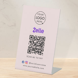 Zelle QR Code Payment   Scan to Pay Business Pink Pedestal Sign