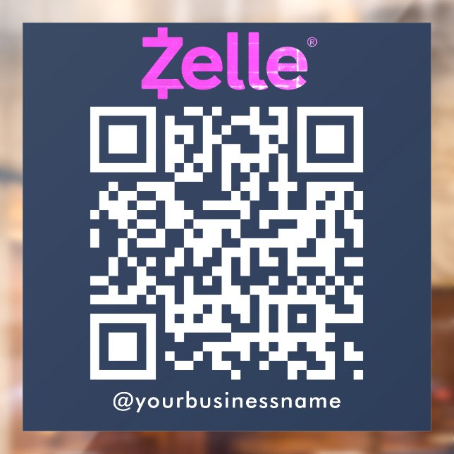 Zelle QR Code Payment Scan to Pay Navy Blue Window Cling (Sheet 2)
