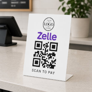 Zelle Scan to Pay Tabletop Display Pedestal Sign