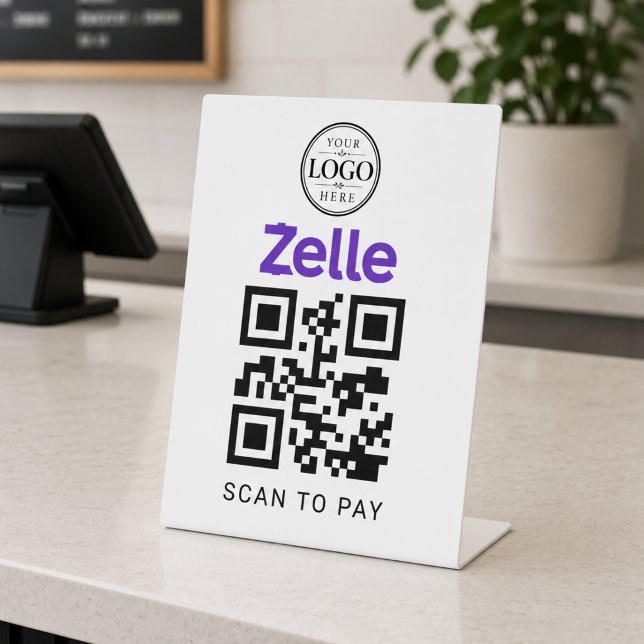 Zelle Scan to Pay Tabletop Display Pedestal Sign (Creator Uploaded)