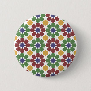 zellige Pattern Moroccan Ceramic Art Traditional 2 Inch Round Button