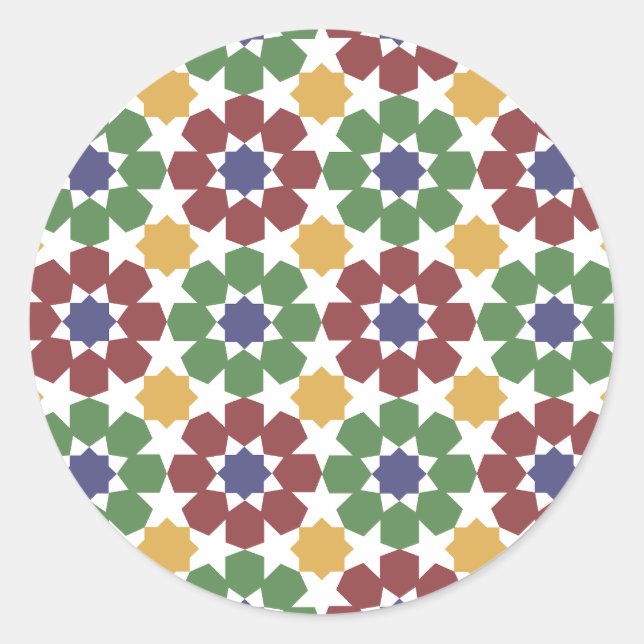 zellige Pattern Moroccan Ceramic Art Traditional  Classic Round Sticker (Front)