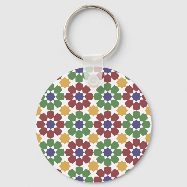 zellige Pattern Moroccan Ceramic Art Traditional Keychain (Front)