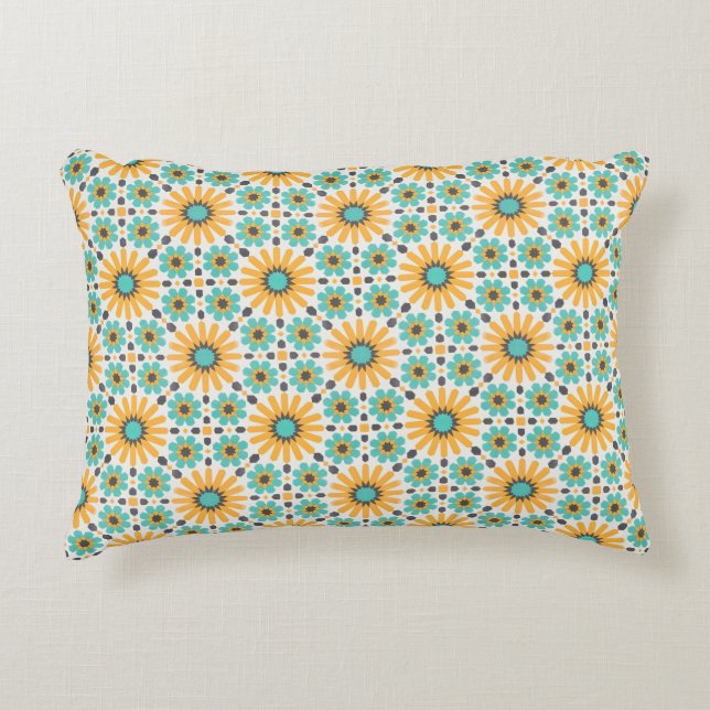 Zellige Radiance: Colourful Andalusian Geometry Accent Pillow (Front)