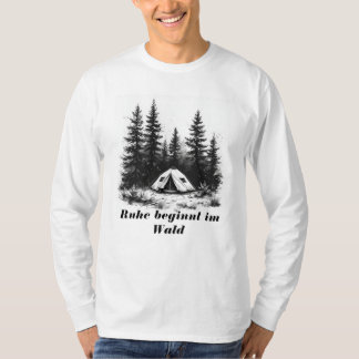 Zelt und Kiefern – Minimalistische Outdoor-Szene T-Shirt