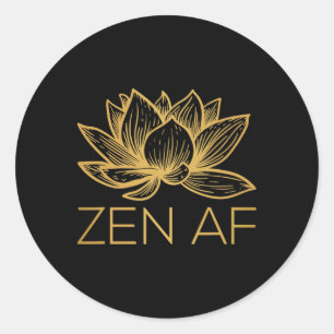 Zen Af Lotus Flower Funny Yoga Namaste Meditation Classic Round Sticker