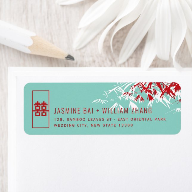 Zen Bamboo Feuille Mariage chinois Adresse de reto (En situation)