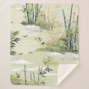 Zen Bamboo Forest Botanical Pattern (1) Sherpa Blanket