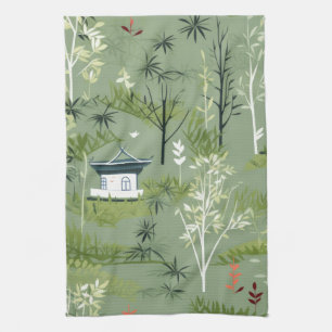 Zen Bamboo Forest Botanical Pattern (2) Kitchen Towel
