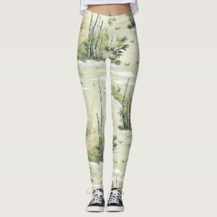 Zen Bamboo Forest Botanical Pattern (2) Leggings