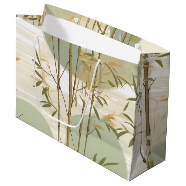 Zen Bamboo Forest Botanical Pattern (3) Large Gift Bag (Front Angled)
