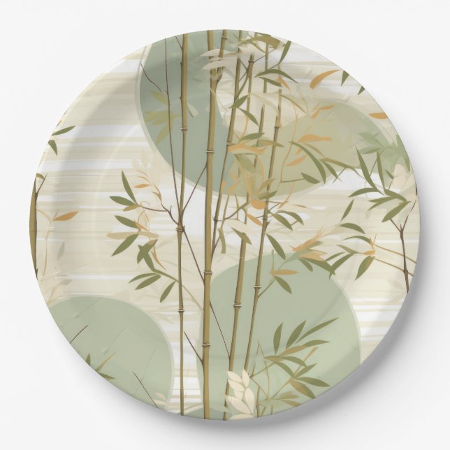 Zen Bamboo Forest Botanical Pattern (3) Paper Plate (Front)