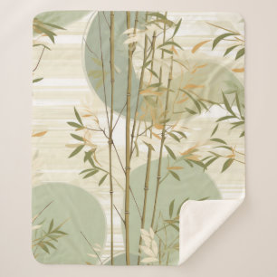 Zen Bamboo Forest Botanical Pattern (3) Sherpa Blanket
