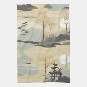 Zen Bamboo Forest Botanical Pattern (4) Kitchen Towel