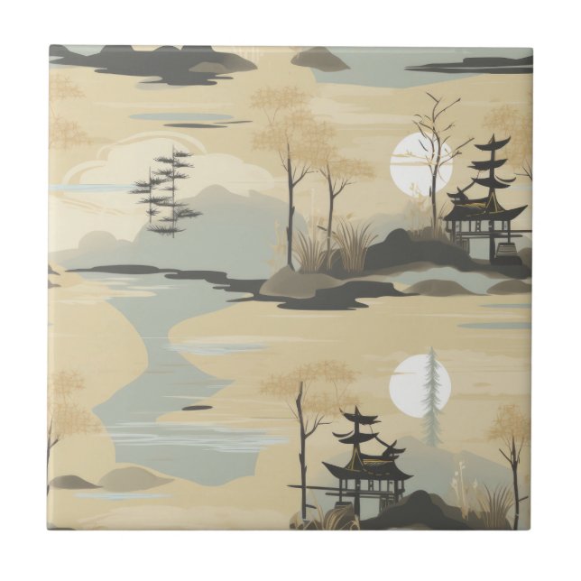 Zen Bamboo Forest Botanical Pattern (4) Tile (Front)