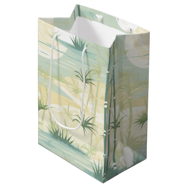 Zen Bamboo Forest Botanical Pattern (5) Medium Gift Bag (Front Angled)