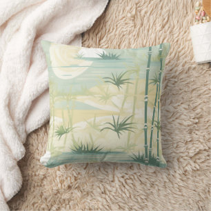 Zen Bamboo Forest Botanical Pattern (5) Throw Pillow