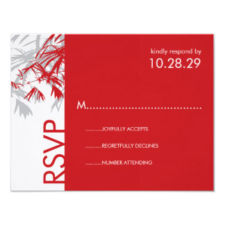 ... Leaves Modern Asian Wedding RSVP Card 4.25