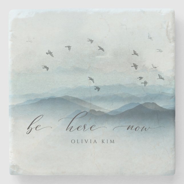 Zen Be Here Now Keepsake Stone Coaster (Front)