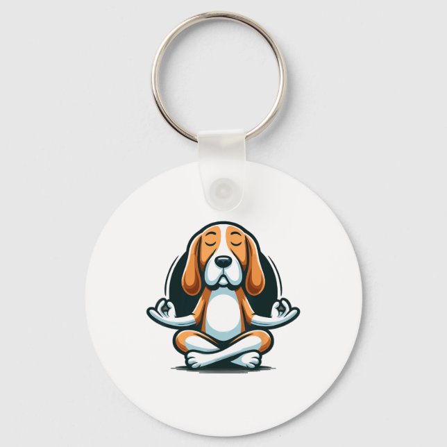 Zen Beagle Lance Canine Calmness Apparel  Keychain (Front)
