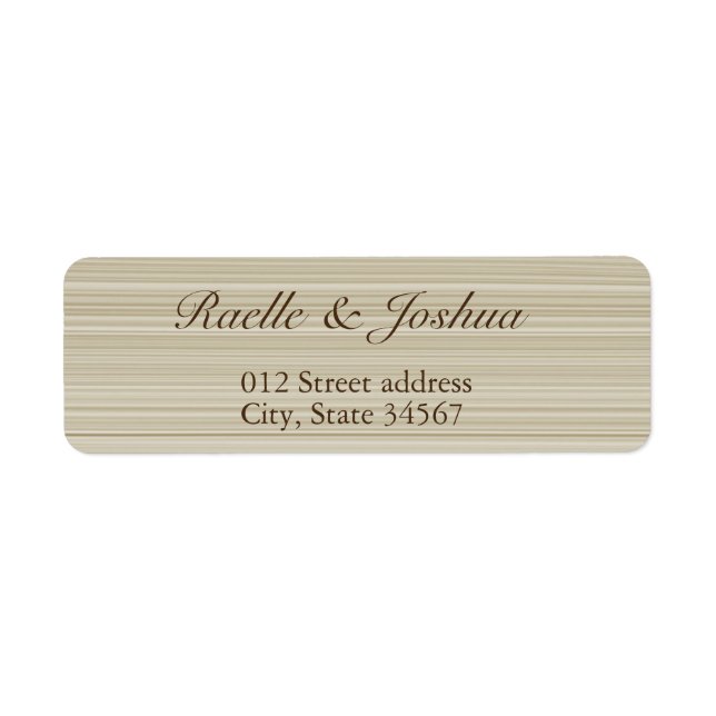 Zen beige white stripes return address label (Front)