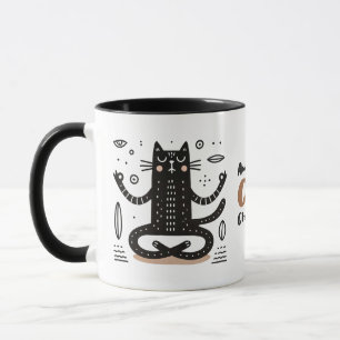 Zen Black Cat Floating in Meditation Mug