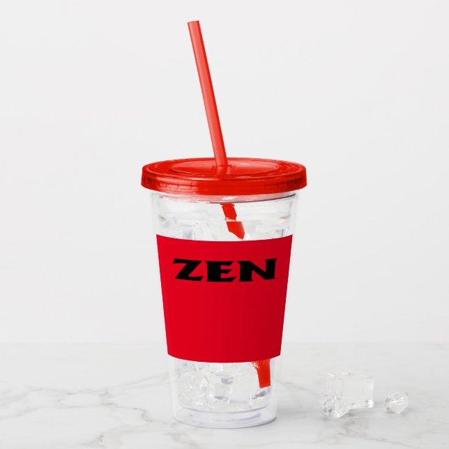 Zen black red red acrylic tumbler (Front Ice)